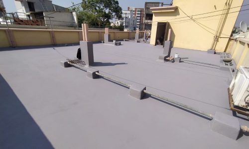 Waterproof coating on a rooftop Waterproof coating on a rooftop